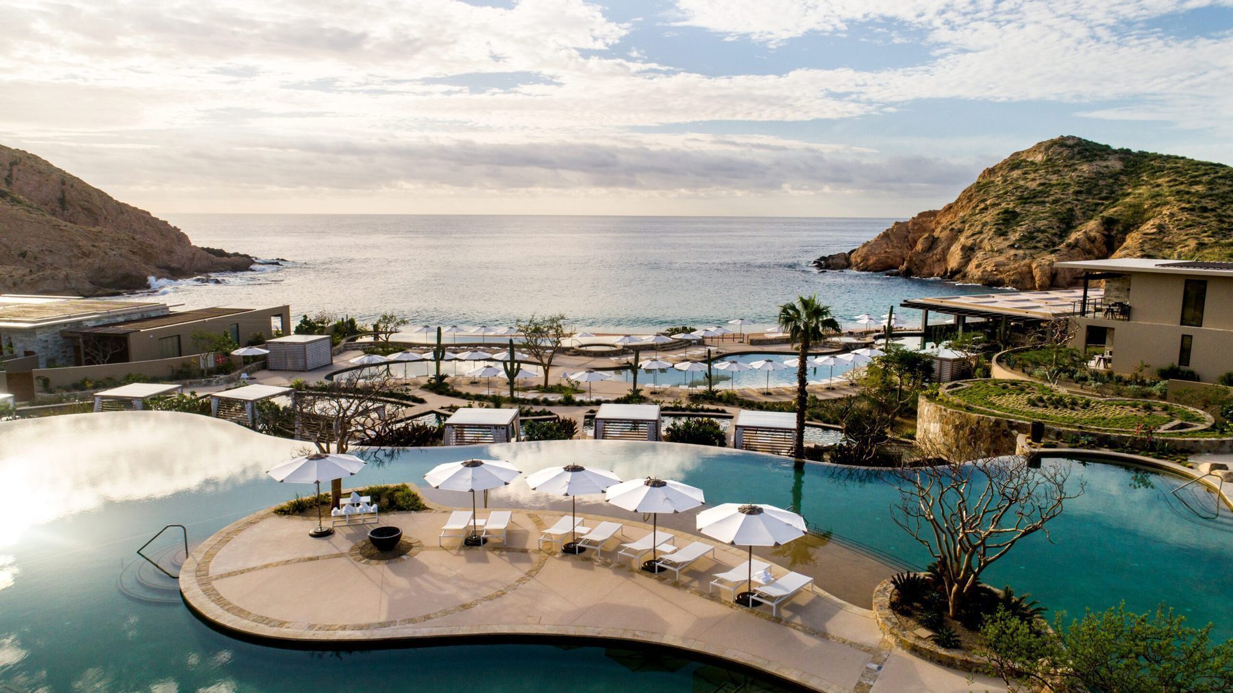 Montage Los Cabos resort and residences overlooking Santa Maria Bay in the Twin Dolphin master community