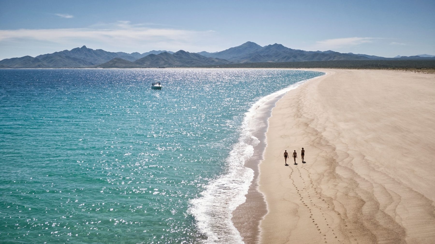 East Cape Baja coastline along the Sea of Cortez near Costa Palmas with desert mountains